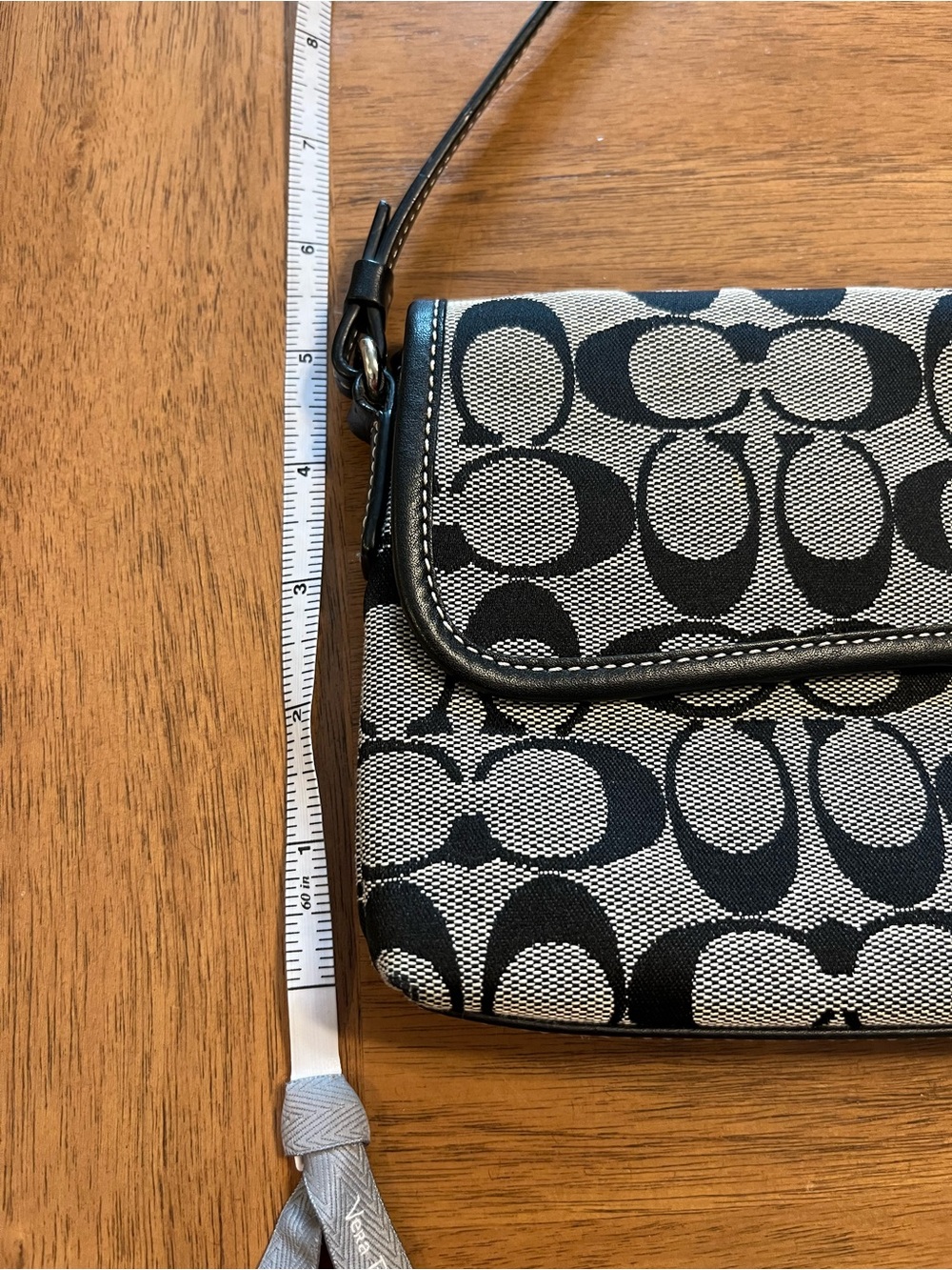 Coach Signature Black & Gray Hampton Clip Demi Shoulder Bag Vintage - Picture 14 of 16